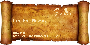 Fördős Mózes névjegykártya